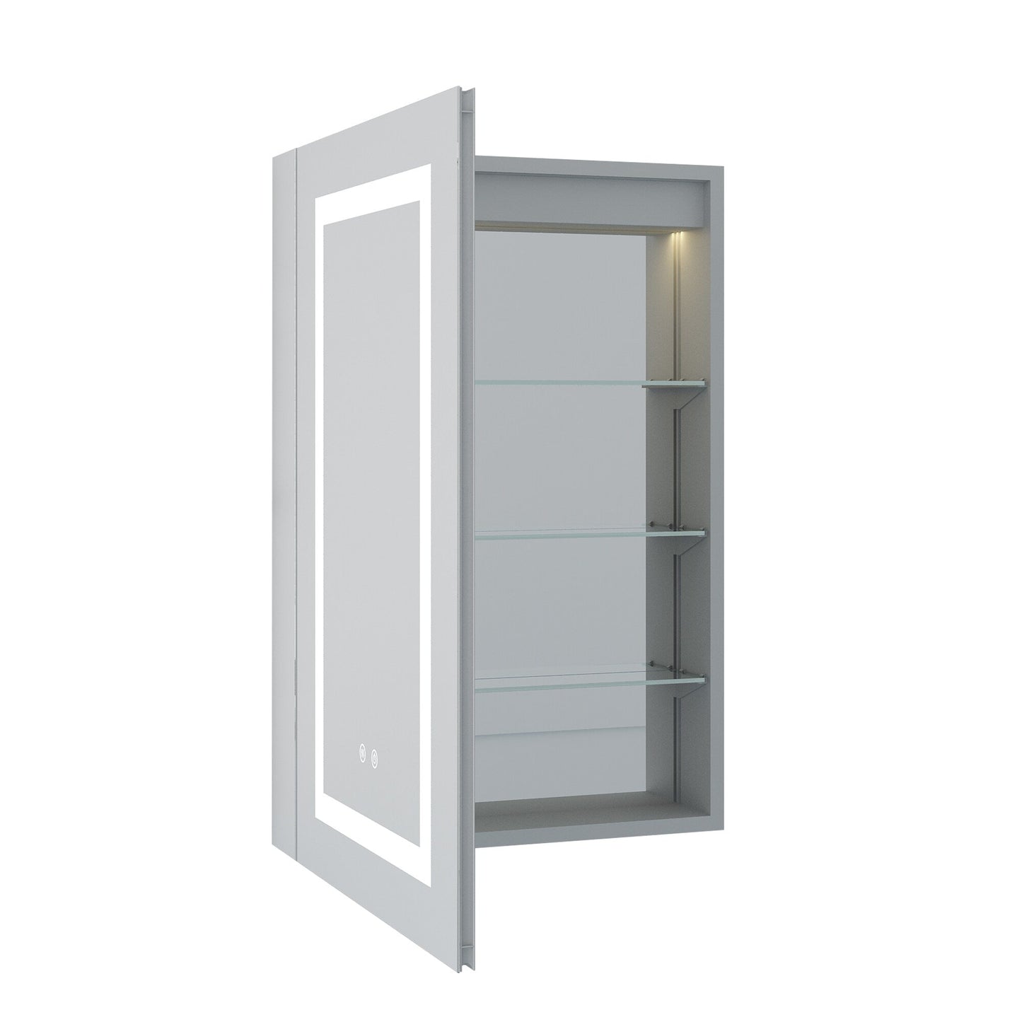 Forclover 20-in x 30-in Lighted LED Fog Free Surface/Recessed Mount Silver Soft Close Medicine Cabinet with Outlet