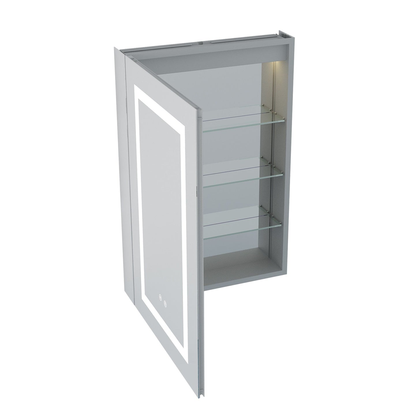 Forclover 20-in x 30-in Lighted LED Fog Free Surface/Recessed Mount Silver Soft Close Medicine Cabinet with Outlet
