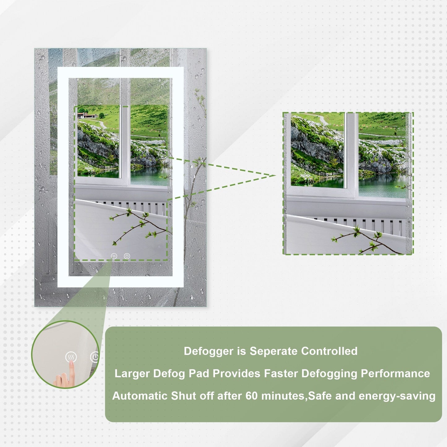 Forclover 24-in x 30-in Lighted LED Fog Free Surface/Recessed Mount Silver Mirrored Soft Close Medicine Cabinet with Outlet