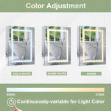 Forclover 24-in x 30-in Lighted LED Fog Free Surface/Recessed Mount Silver Mirrored Soft Close Medicine Cabinet with Outlet