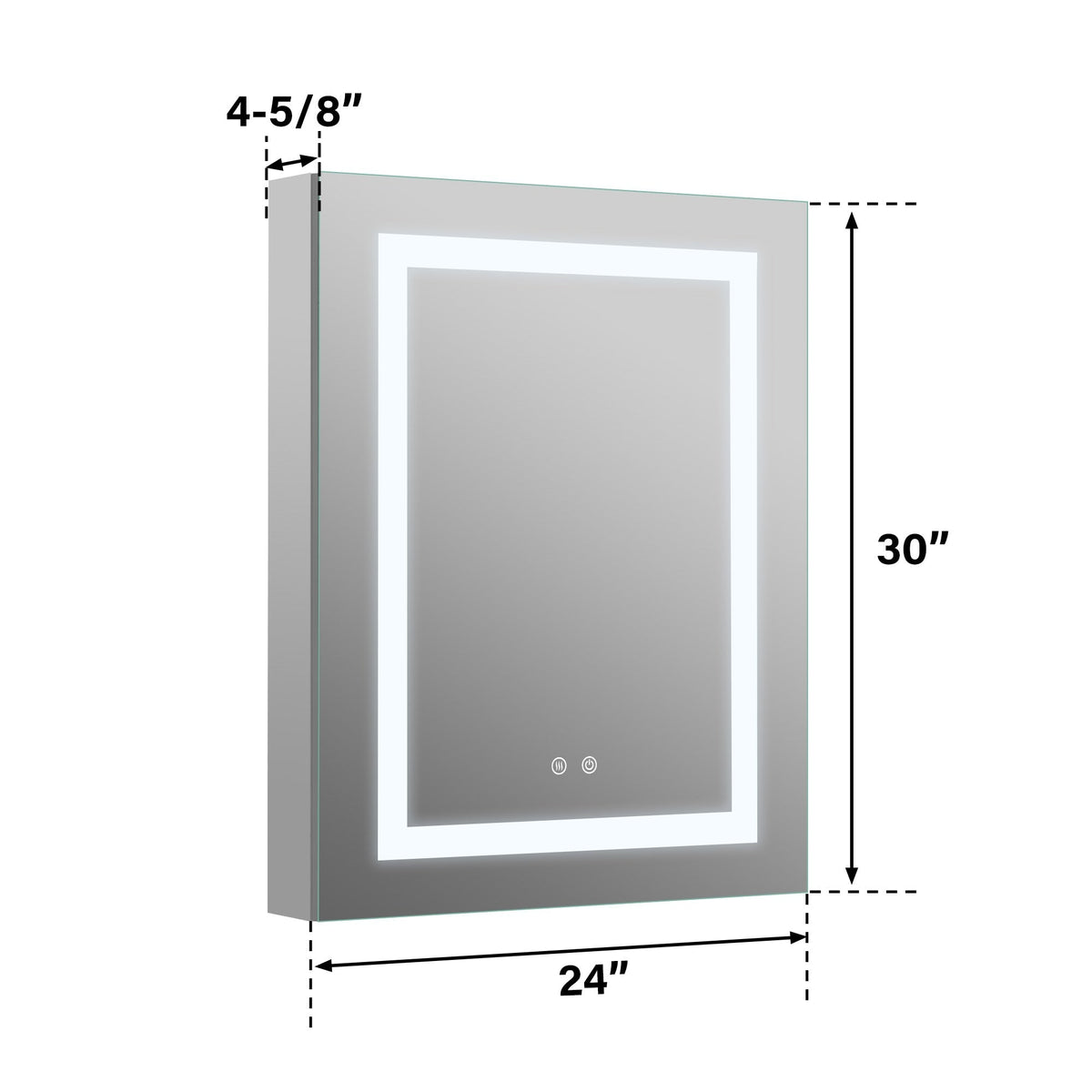 Forclover 24-in x 30-in Lighted LED Fog Free Surface/Recessed Mount Silver Mirrored Soft Close Medicine Cabinet with Outlet