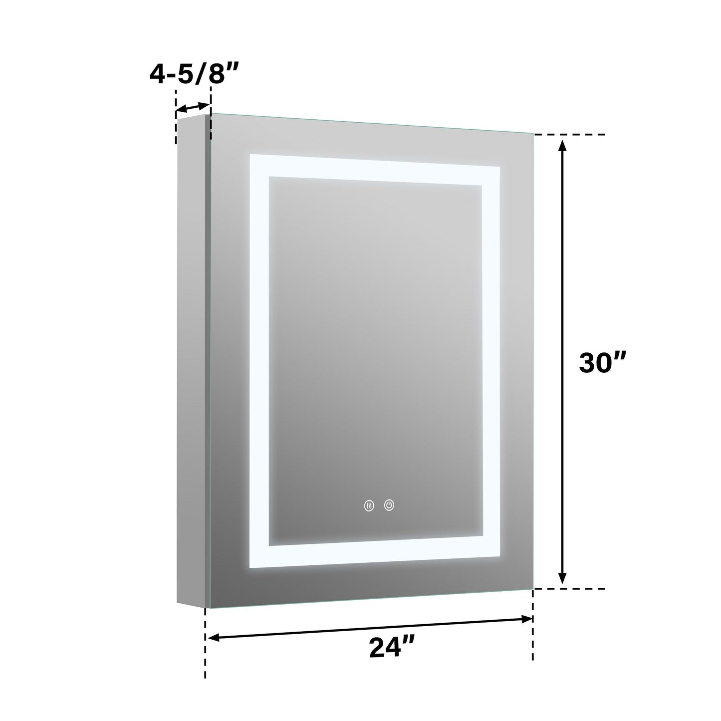 Forclover 24-in x 30-in Lighted LED Fog Free Surface/Recessed Mount Silver Mirrored Soft Close Medicine Cabinet with Outlet