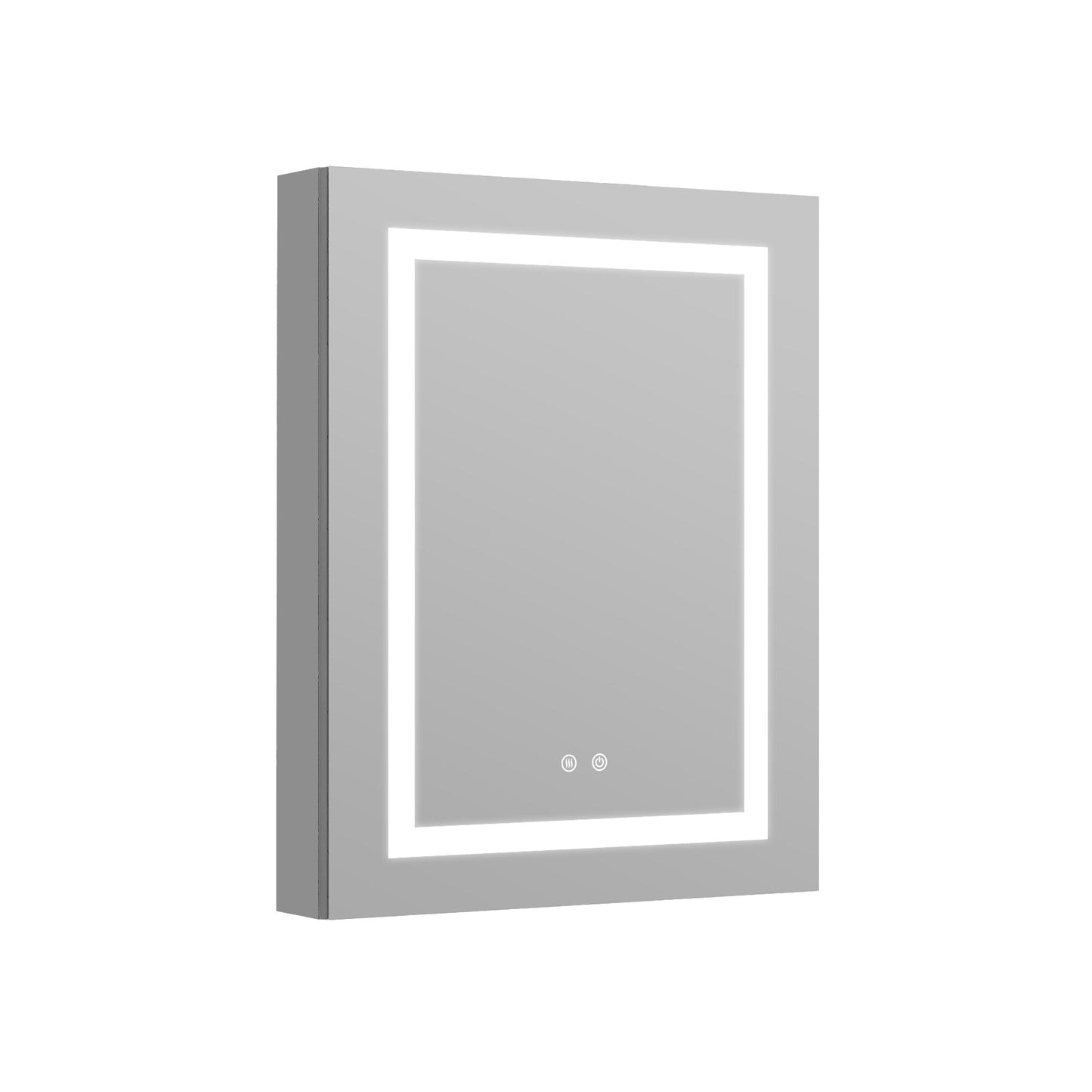 Forclover 24-in x 30-in Lighted LED Fog Free Surface/Recessed Mount Silver Mirrored Soft Close Medicine Cabinet with Outlet