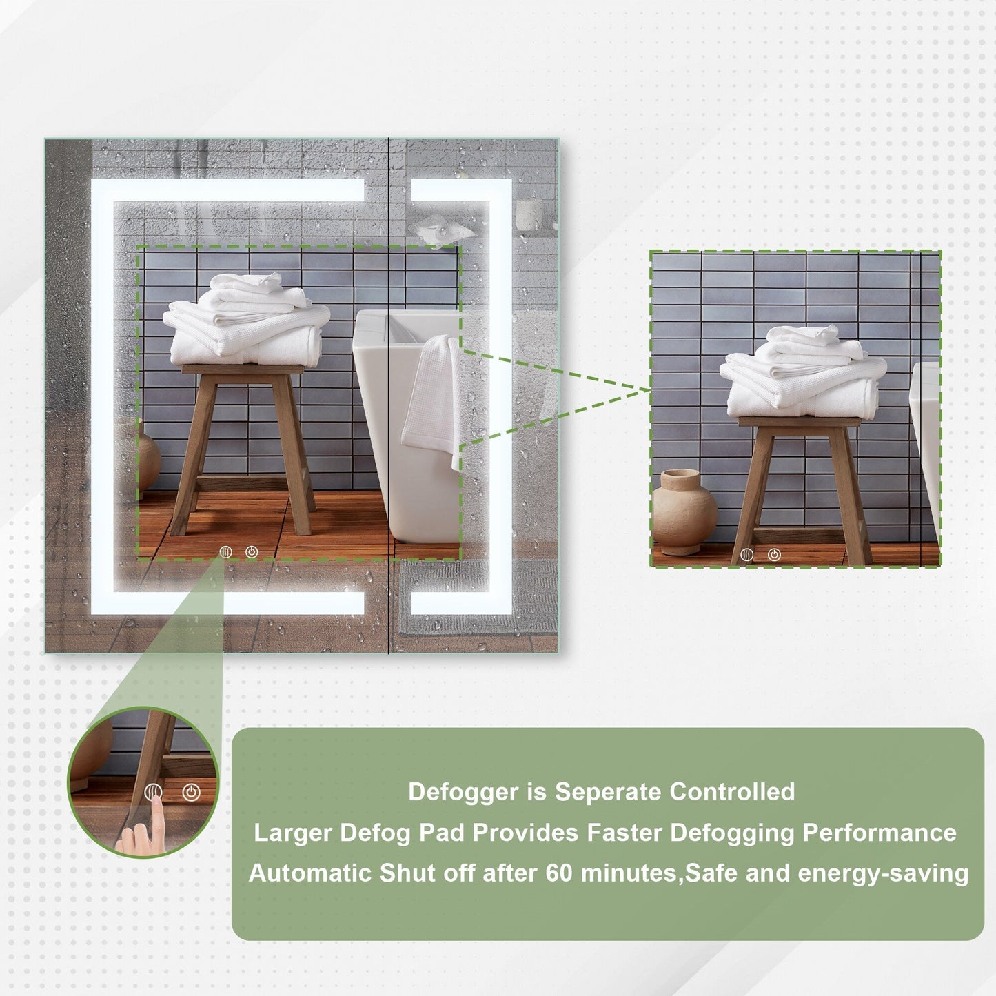 Forclover 30-in x 30-in Lighted LED Fog Free Surface/Recessed Mount Silver Mirrored Soft Close Medicine Cabinet with Outlet