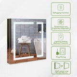 Forclover 30-in x 30-in Lighted LED Fog Free Surface/Recessed Mount Silver Mirrored Soft Close Medicine Cabinet with Outlet