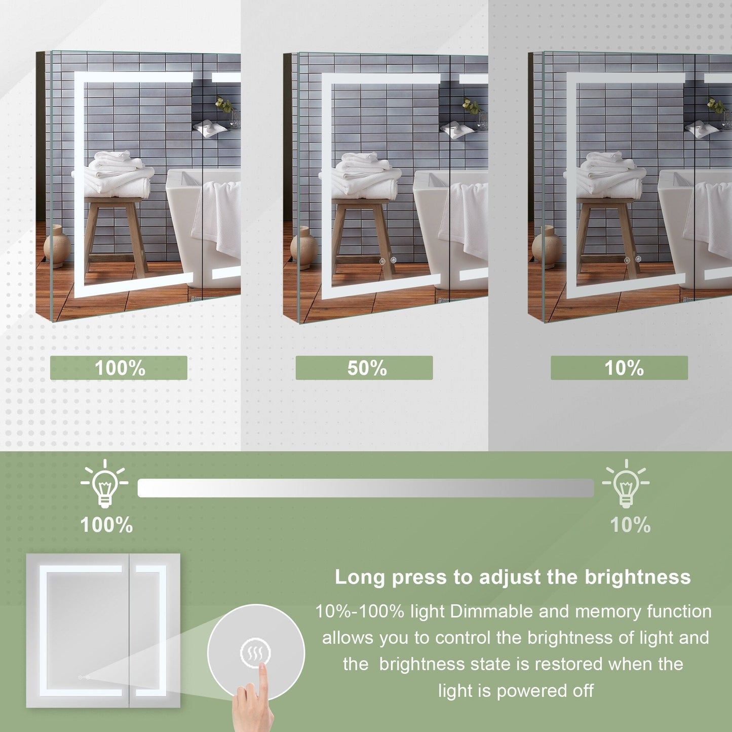 Forclover 30-in x 30-in Lighted LED Fog Free Surface/Recessed Mount Silver Mirrored Soft Close Medicine Cabinet with Outlet