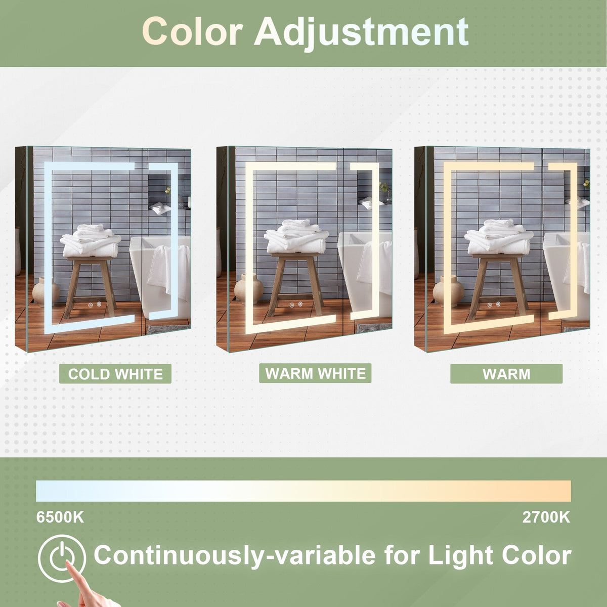 Forclover 30-in x 30-in Lighted LED Fog Free Surface/Recessed Mount Silver Mirrored Soft Close Medicine Cabinet with Outlet
