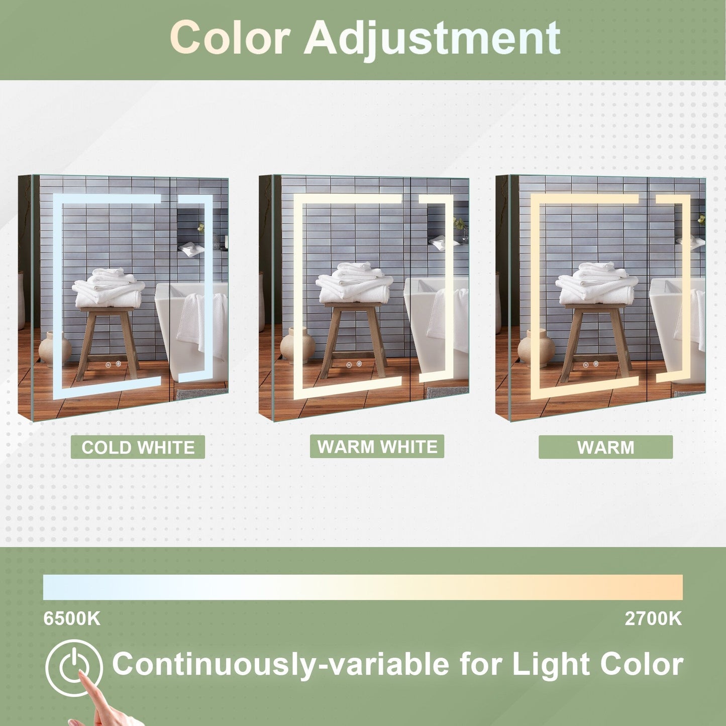 Forclover 30-in x 30-in Lighted LED Fog Free Surface/Recessed Mount Silver Mirrored Soft Close Medicine Cabinet with Outlet