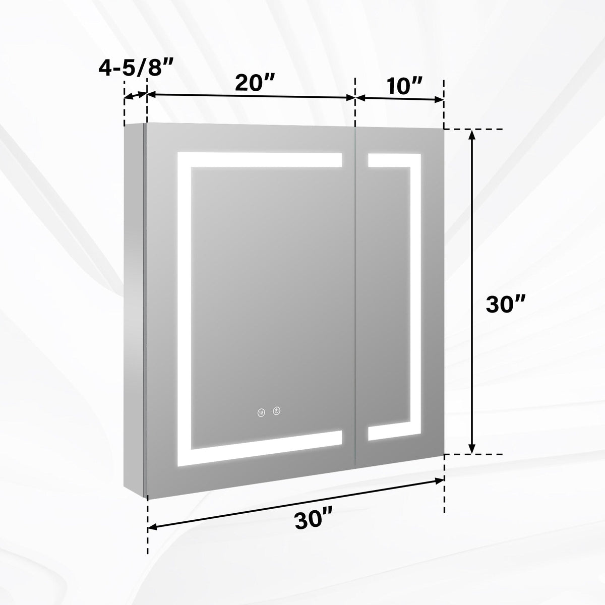 Forclover 30-in x 30-in Lighted LED Fog Free Surface/Recessed Mount Silver Mirrored Soft Close Medicine Cabinet with Outlet