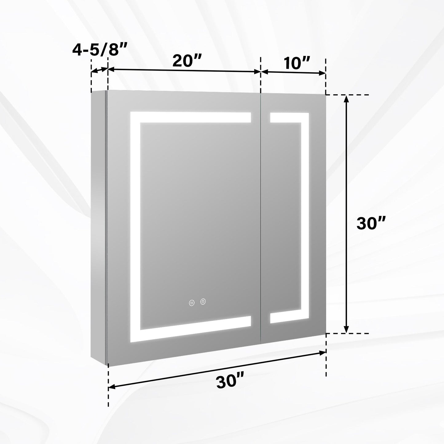 Forclover 30-in x 30-in Lighted LED Fog Free Surface/Recessed Mount Silver Mirrored Soft Close Medicine Cabinet with Outlet