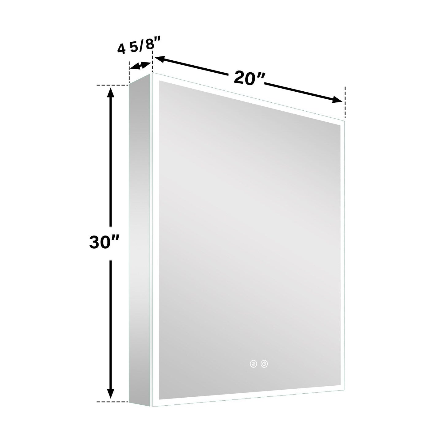 Forclover 20-in x 30-in Lighted LED Fog Free Surface/Recessed Mount Silver Mirrored Soft Close Medicine Cabinet with Outlet
