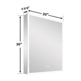 Forclover 20-in x 30-in Lighted LED Fog Free Surface/Recessed Mount Silver Mirrored Soft Close Medicine Cabinet with Outlet