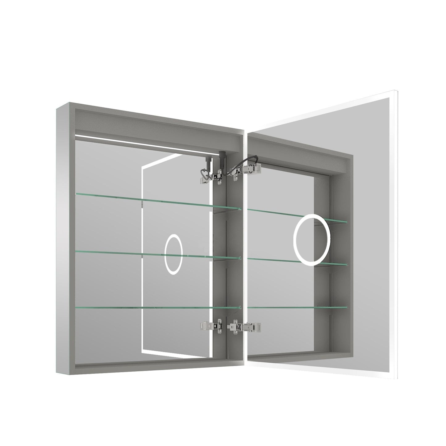 Forclover 20-in x 30-in Lighted LED Fog Free Surface/Recessed Mount Silver Mirrored Soft Close Medicine Cabinet with Outlet