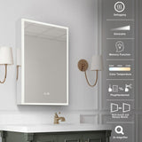 Forclover 20-in x 30-in Lighted LED Fog Free Surface/Recessed Mount Silver Mirrored Soft Close Medicine Cabinet with Outlet