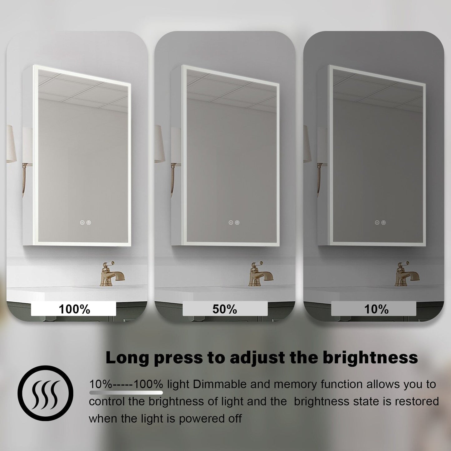 Forclover 20-in x 30-in Lighted LED Fog Free Surface/Recessed Mount Silver Mirrored Soft Close Medicine Cabinet with Outlet