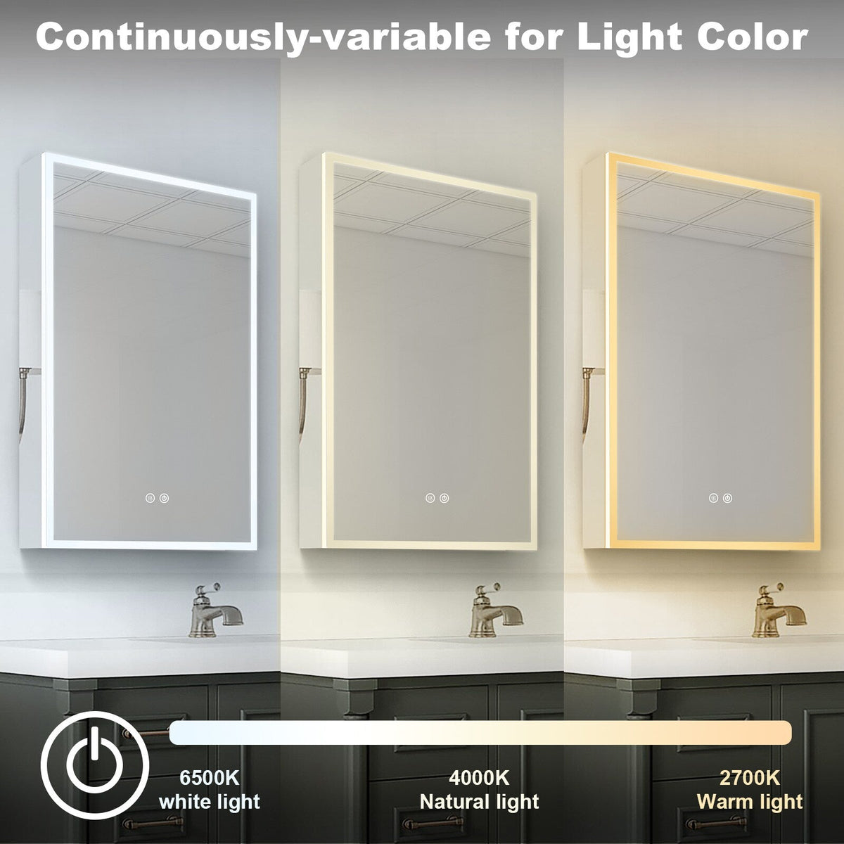 Forclover 20-in x 30-in Lighted LED Fog Free Surface/Recessed Mount Silver Mirrored Soft Close Medicine Cabinet with Outlet