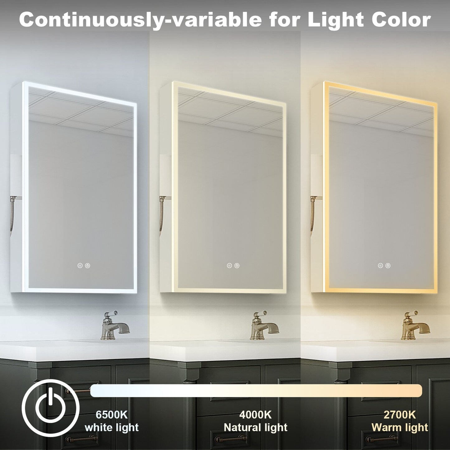 Forclover 20-in x 30-in Lighted LED Fog Free Surface/Recessed Mount Silver Mirrored Soft Close Medicine Cabinet with Outlet