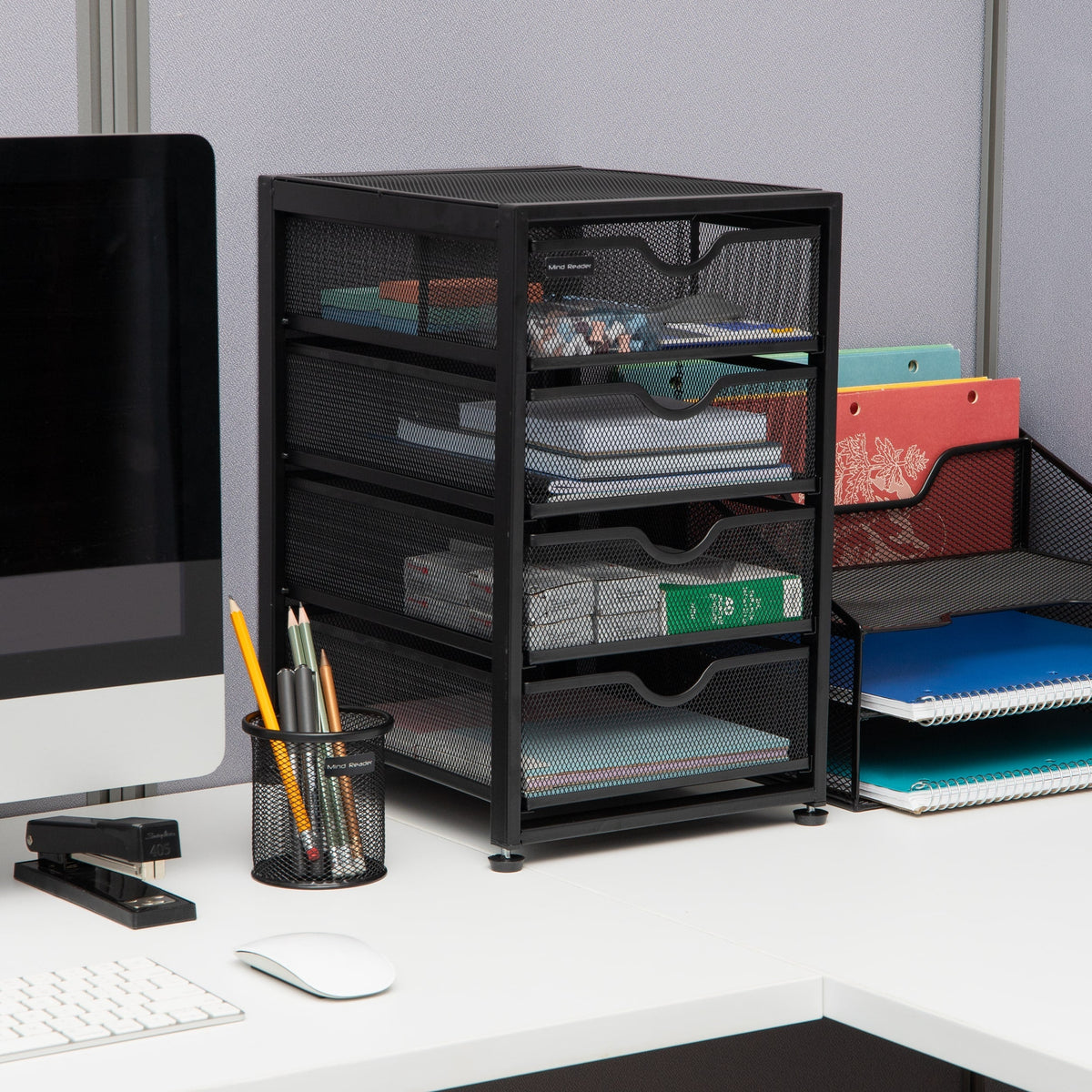 Mind Reader Black 4-Drawer 12.3-in File Cabinet