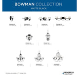 Progress Lighting Bowman 4-Light Matte Black Coastal Clear Glass Bell Medium Hanging Pendant Light