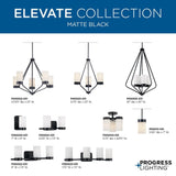 Progress Lighting Elevate 3-Light Matte Black Modern/Contemporary Chandelier