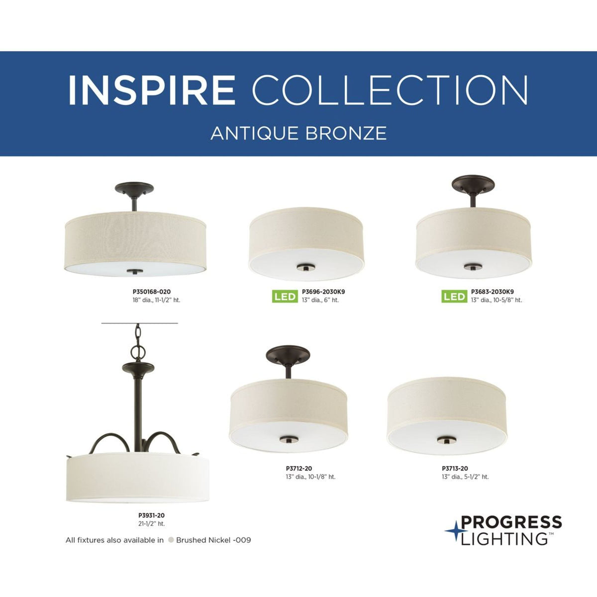 Progress Lighting Inspire 6-Light Antique Bronze Traditional Chandelier