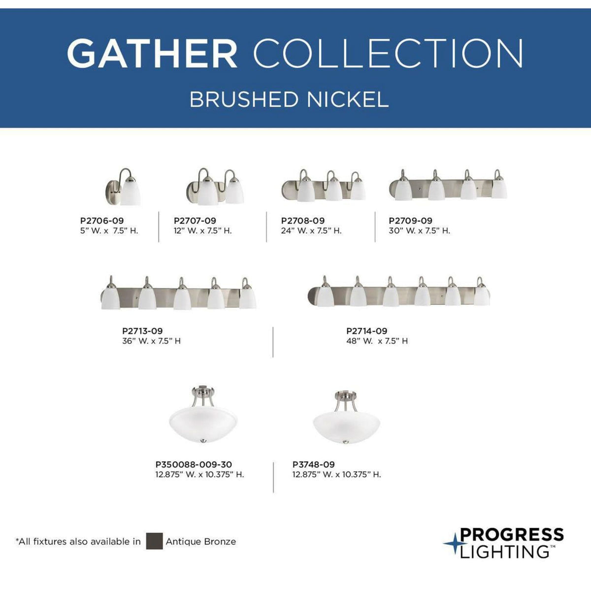 Progress Lighting Gather 3-Light Brushed Nickel Transitional Chandelier