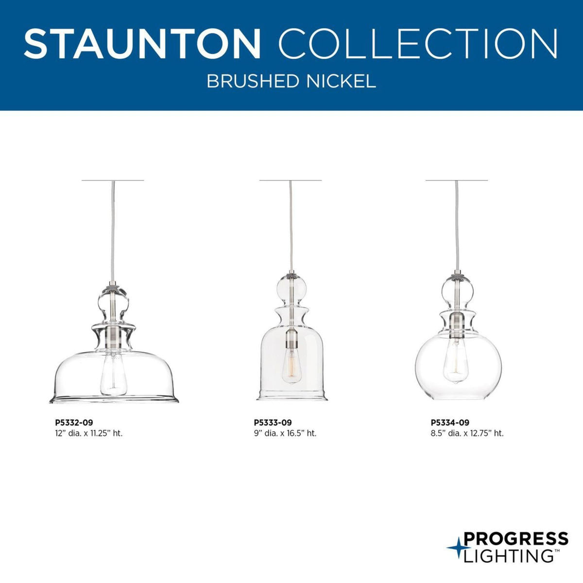 Progress Lighting Staunton 3-Light Antique Bronze Bohemian/Global Tinted Glass Globe Small Hanging Pendant Light