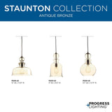 Progress Lighting Staunton 3-Light Antique Bronze Bohemian/Global Tinted Glass Globe Small Hanging Pendant Light