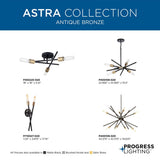 Progress Lighting Astra 6-Light Matte Black Modern/Contemporary Chandelier