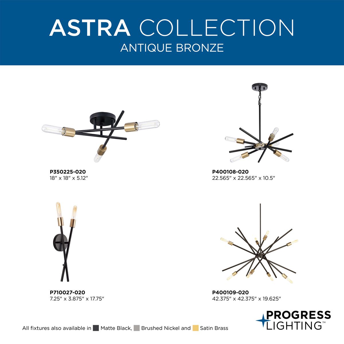 Progress Lighting Astra 6-Light Antique Bronze Modern/Contemporary Chandelier