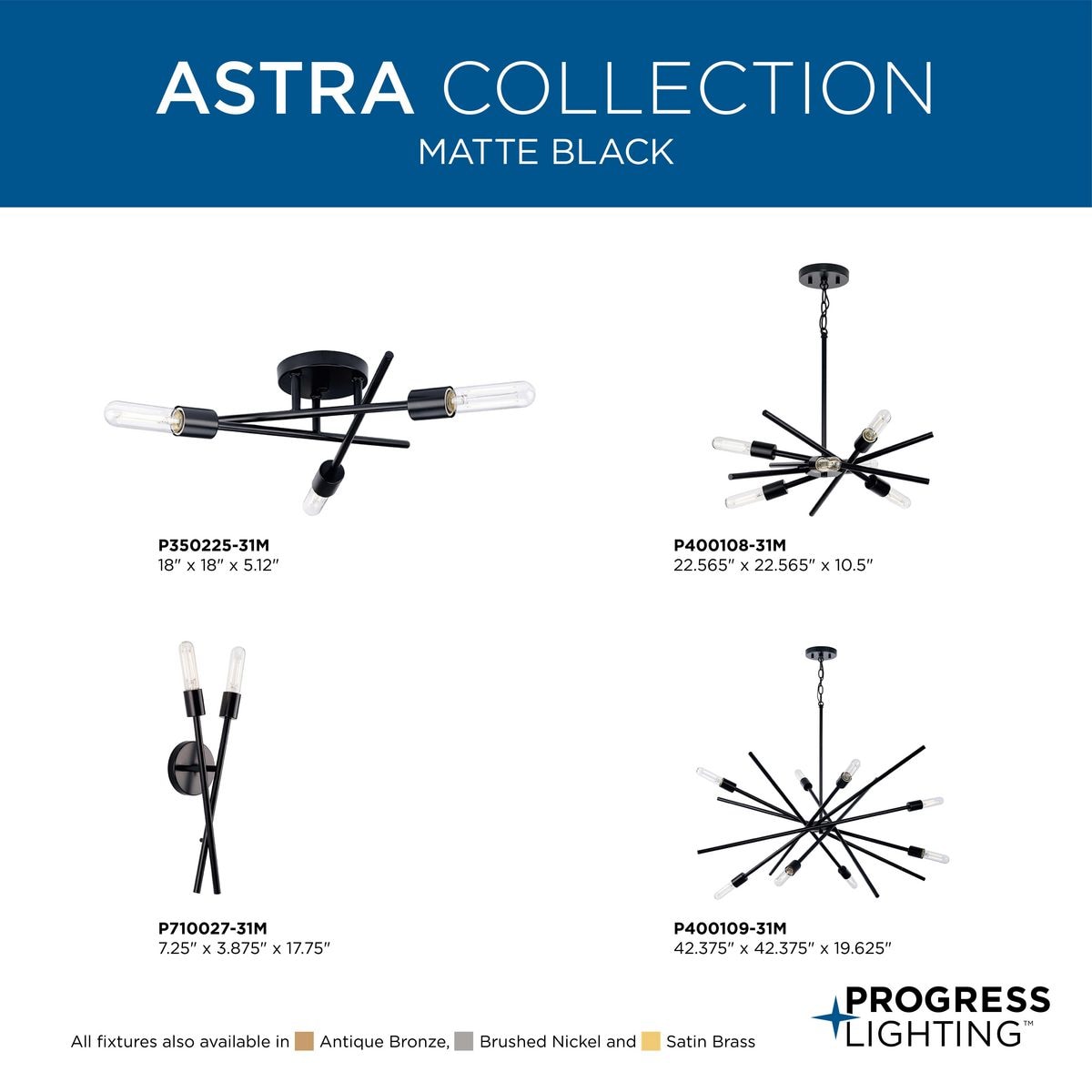 Progress Lighting Astra 6-Light Antique Bronze Modern/Contemporary Chandelier