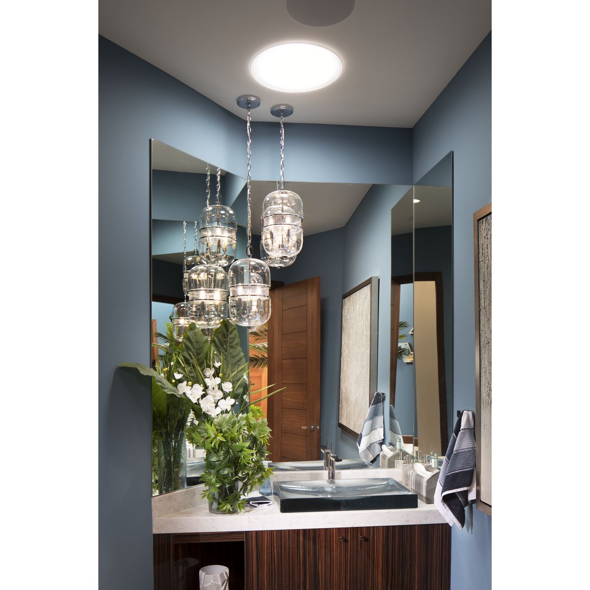 Progress Lighting Cayce 3-Light Polished Chrome Mid-century Clear Glass Urn Mini Hanging Pendant Light