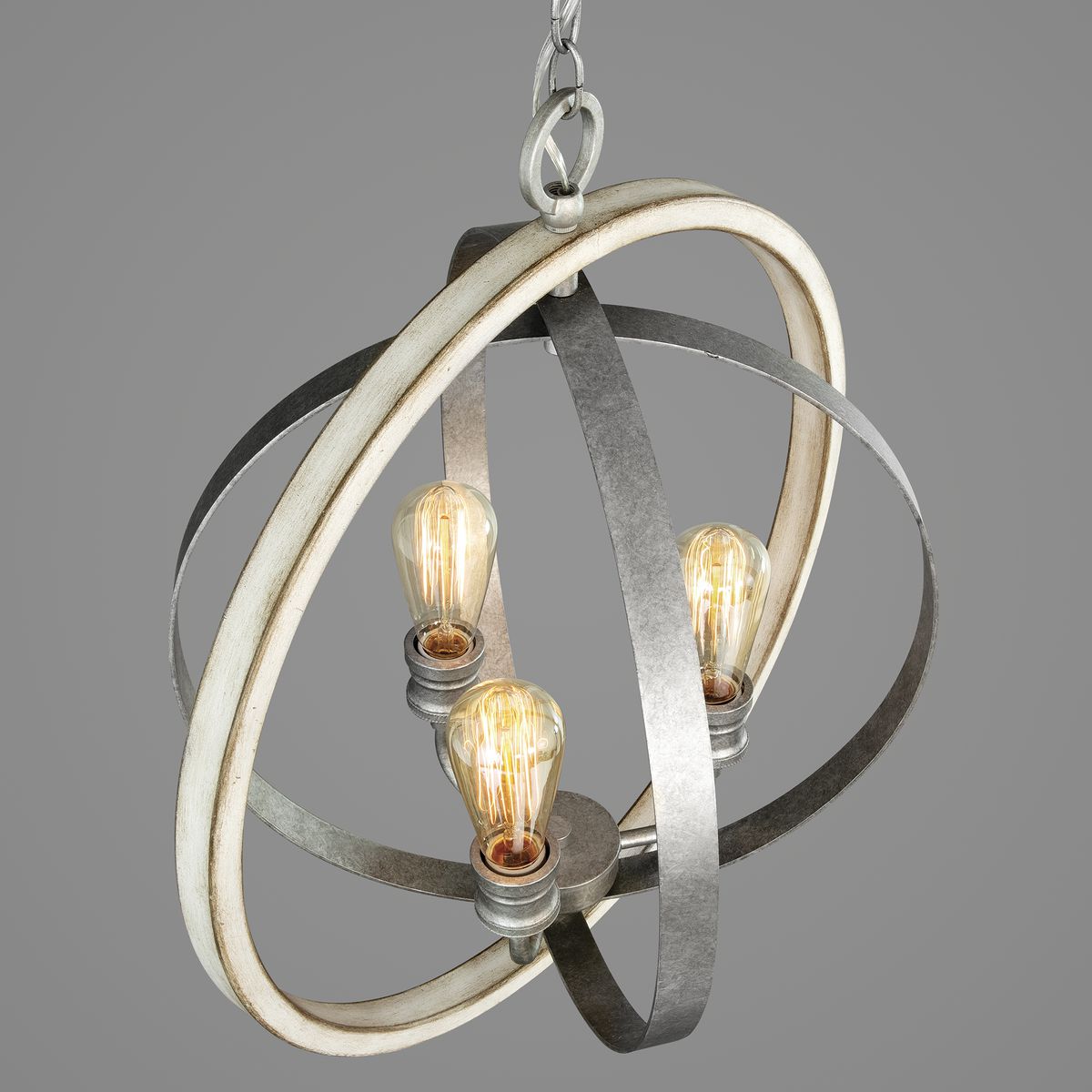 Progress Lighting Conestee 3-Light Galvanized Coastal Globe Medium Hanging Pendant Light