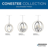 Progress Lighting Conestee 6-Light Galvanized Coastal Globe Large Hanging Pendant Light