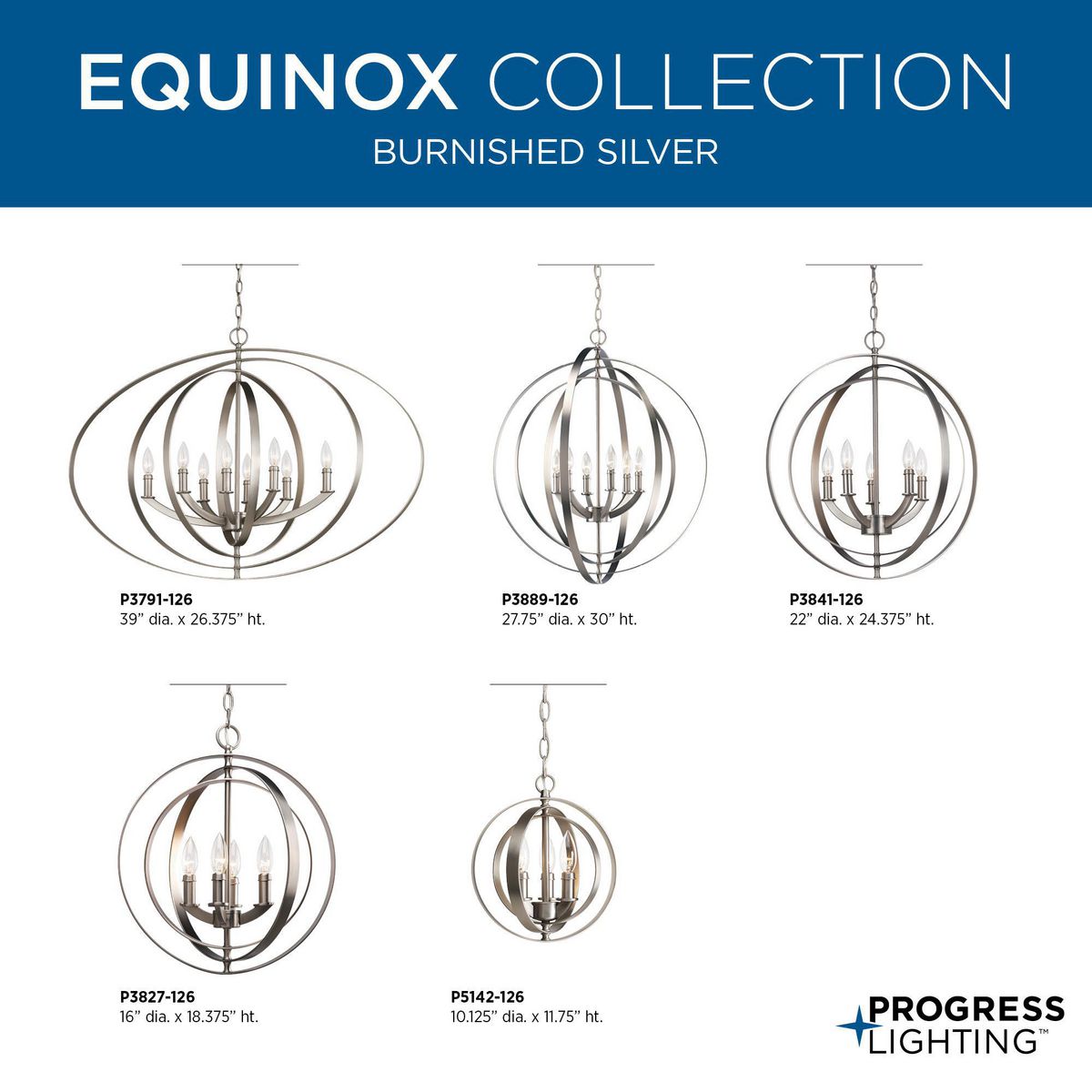 Progress Lighting Equinox 4-Light Polished Nickel Coastal Globe Medium Hanging Pendant Light