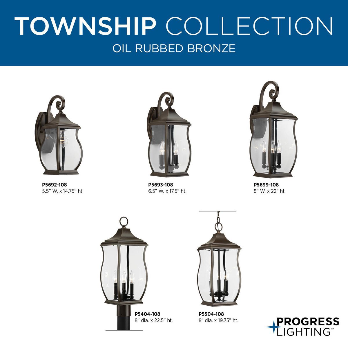 Progress Lighting Township 3-Light Oil Rubbed Bronze Beveled Glass Lantern Pendant, 19.75-in H x 8-in W, Indoor/Outdoor