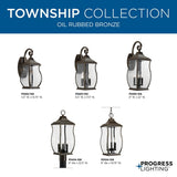 Progress Lighting Township 3-Light Oil Rubbed Bronze Transitional Beveled Glass Lantern Medium Outdoor Hanging Pendant Light