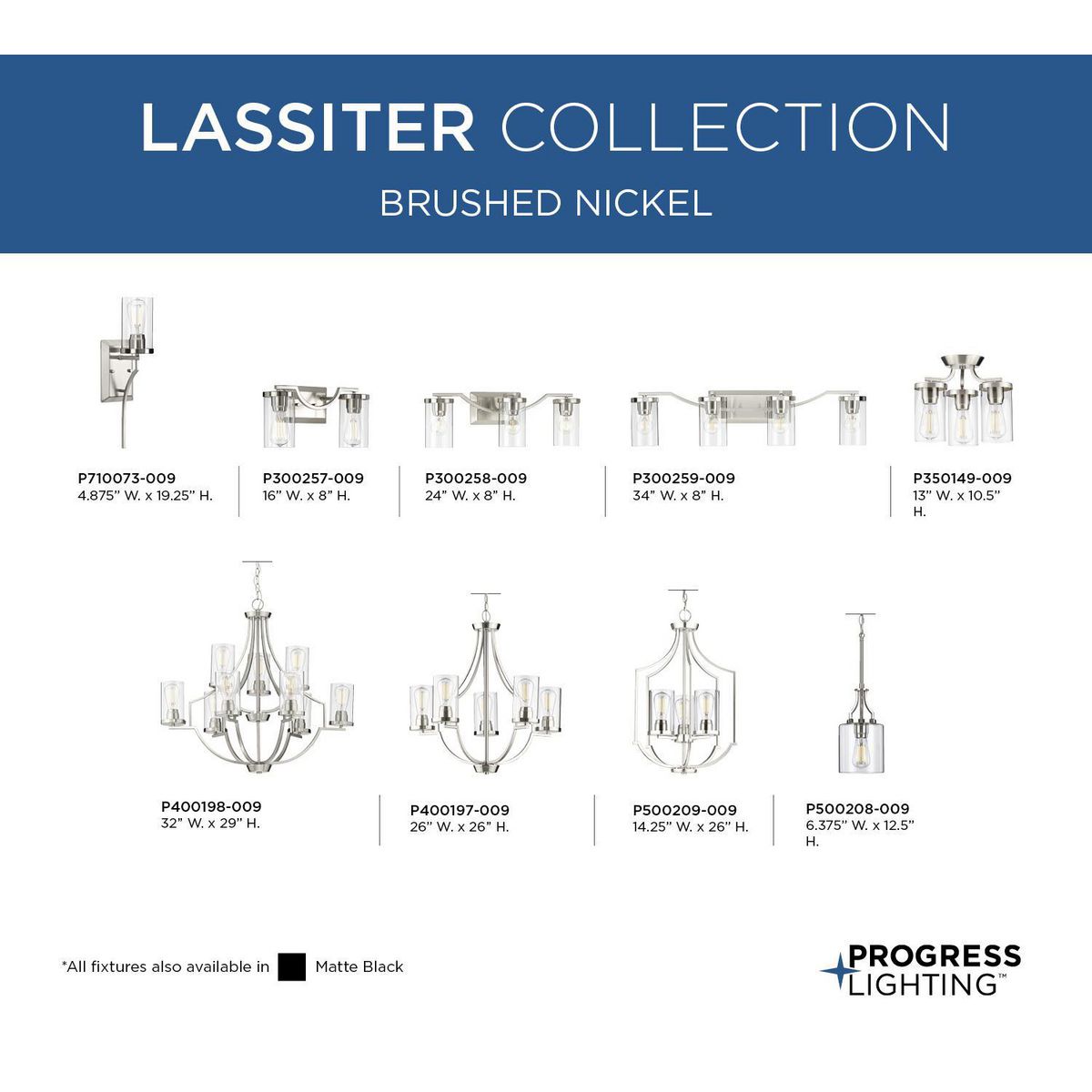 Progress Lighting Lassiter 9-Light Matte Black Traditional Chandelier