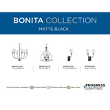 Progress Lighting Bonita 4-Light Matte Black Transitional Chandelier