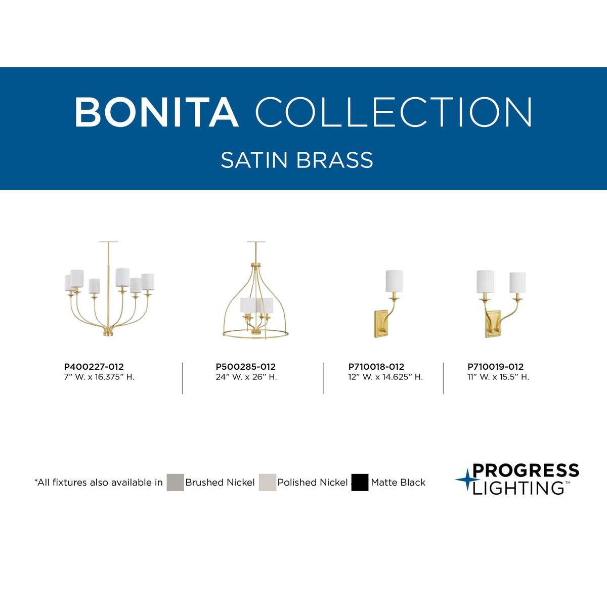 Progress Lighting Bonita 6-Light Satin Transitional Chandelier