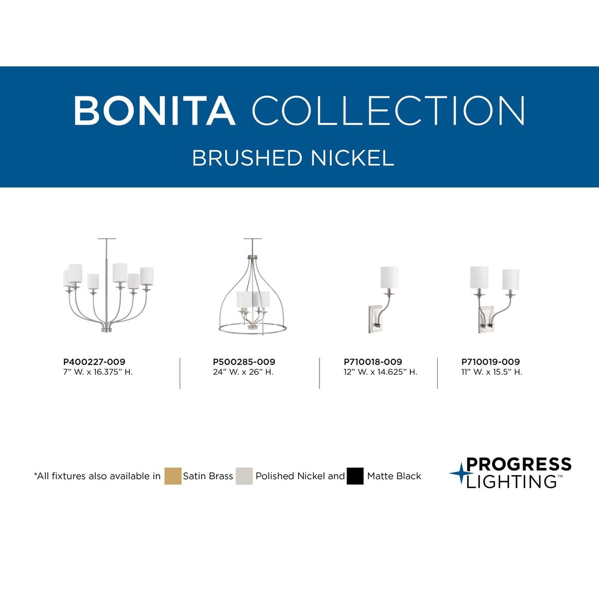 Progress Lighting Bonita 6-Light Matte Black Transitional Chandelier