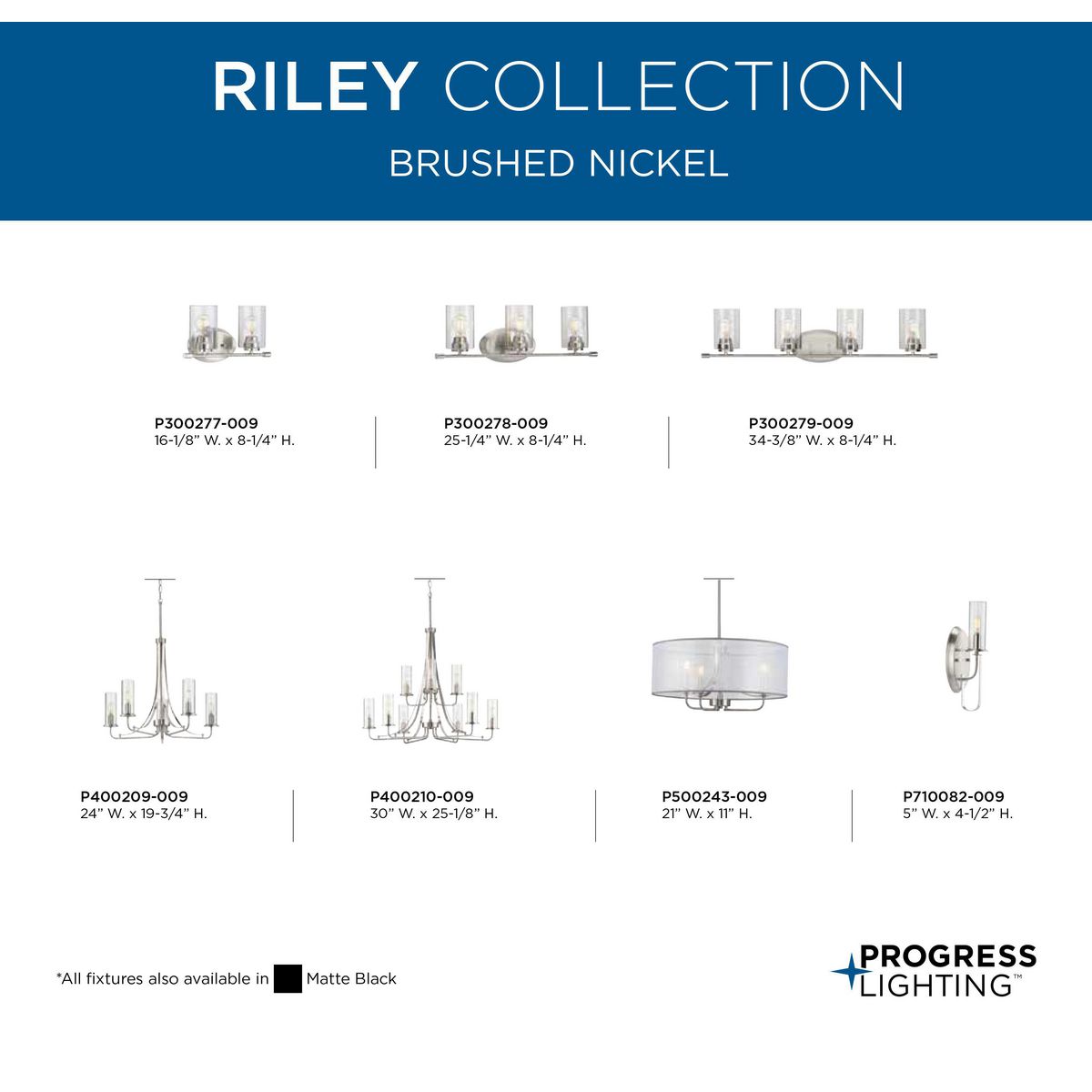 Progress Lighting Riley 9-Light Matte Black Traditional Chandelier