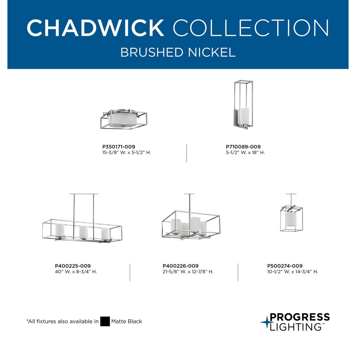 Progress Lighting Chadwick 4-Light Brushed Nickel Modern/Contemporary Chandelier