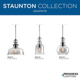 Progress Lighting Staunton 3-Light Antique Bronze Bohemian/Global Tinted Glass Globe Small Hanging Pendant Light