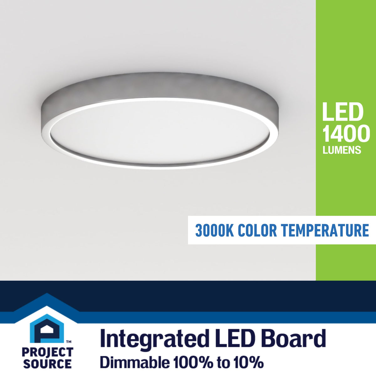 Project Source 2-Pack 10-in Brushed Nickel Transitional Flush Mount Light ENERGY STAR
