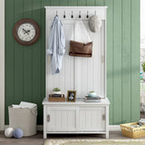 Runesay Hall Tree Farmhouse 35.4-in White Composite Hall Tree