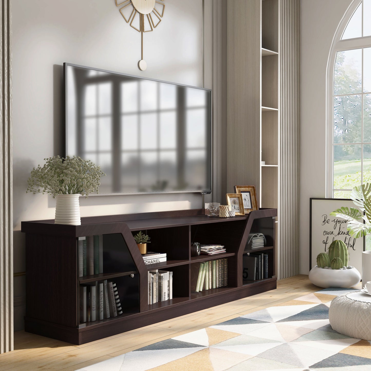 Furniture of America Salcio Modern/Contemporary Espresso Tv Cabinet (Accommodates TVs up to 80-in)