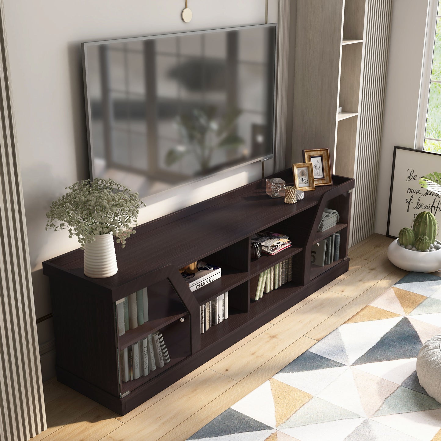 Furniture of America Salcio Modern/Contemporary Espresso Tv Cabinet (Accommodates TVs up to 80-in)