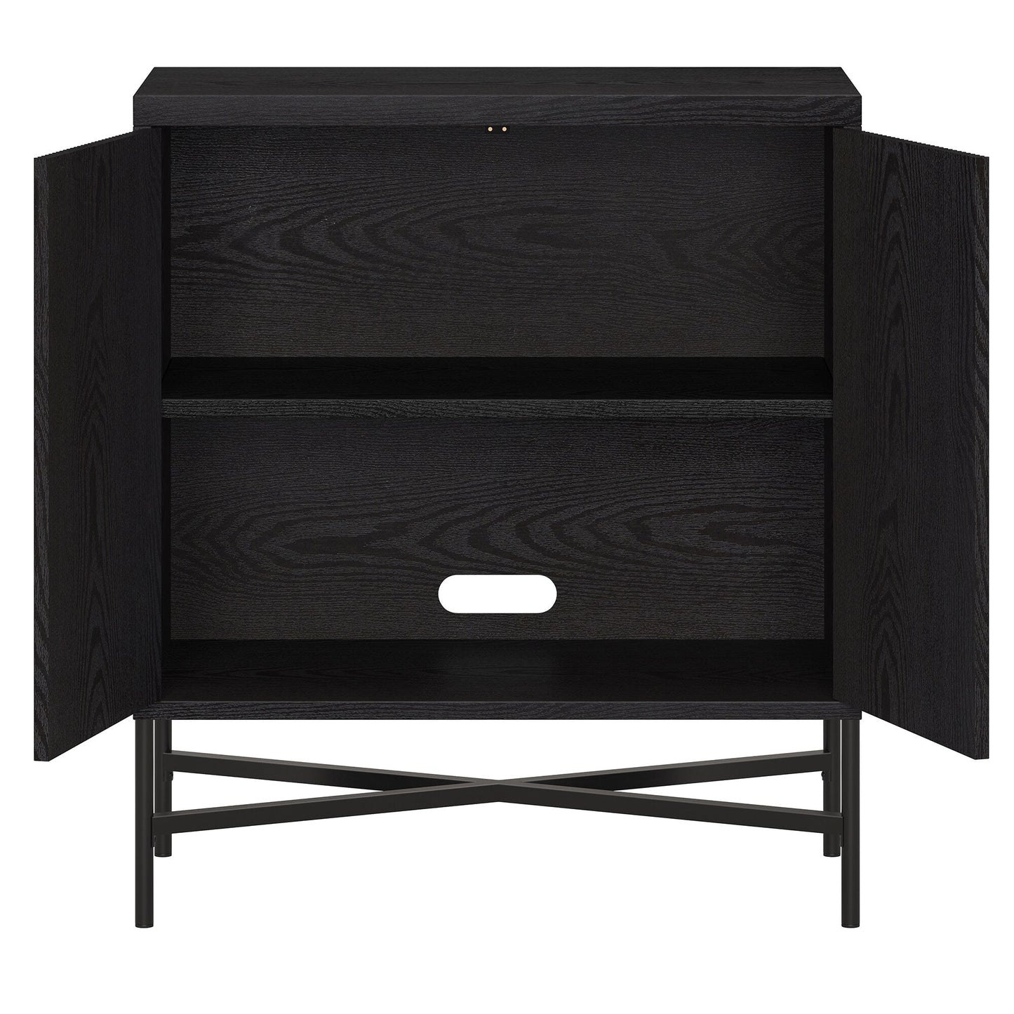 Hailey Home Brighton Black Grain 2-Shelf Office Cabinet