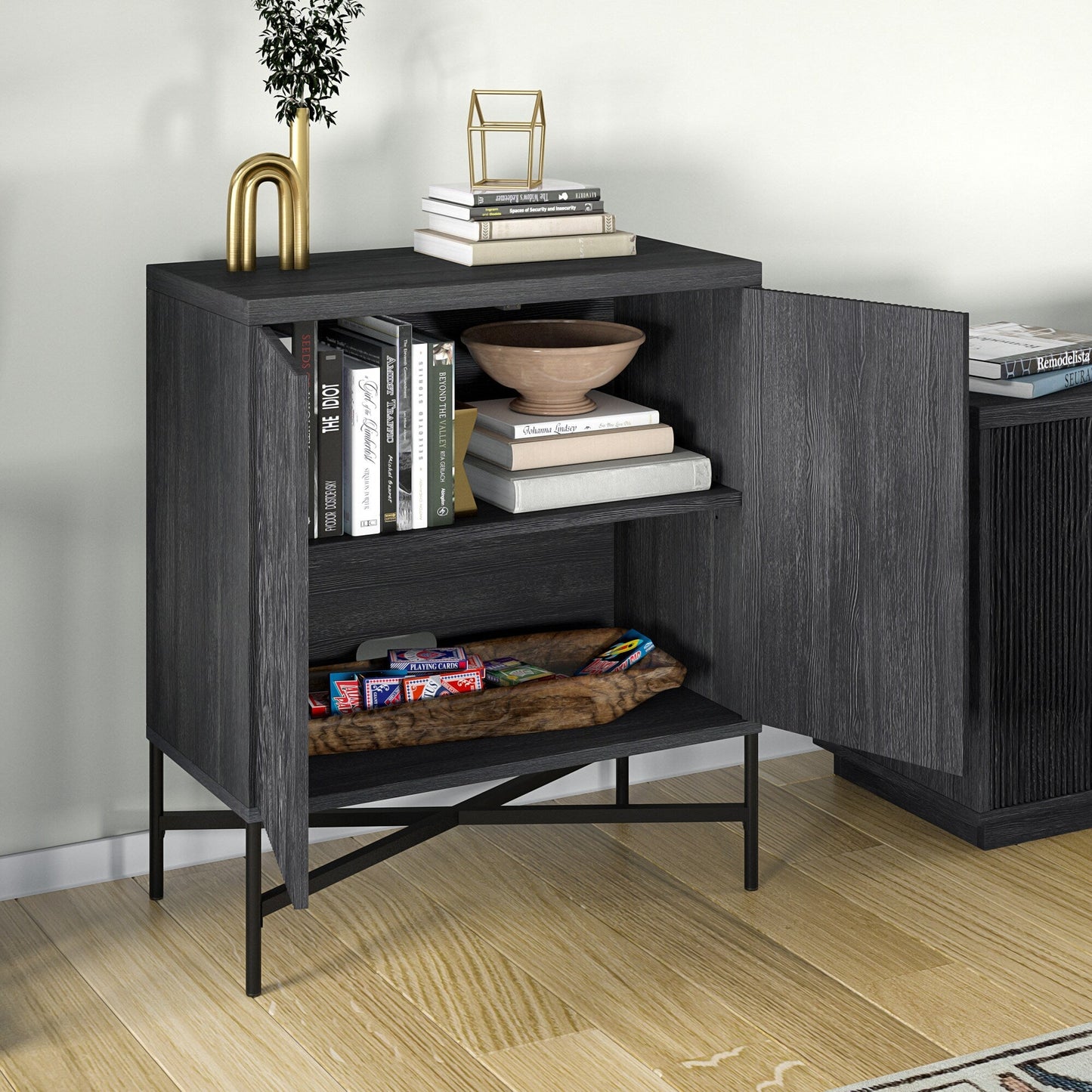 Hailey Home Brighton Charcoal Gray 2-Shelf Office Cabinet